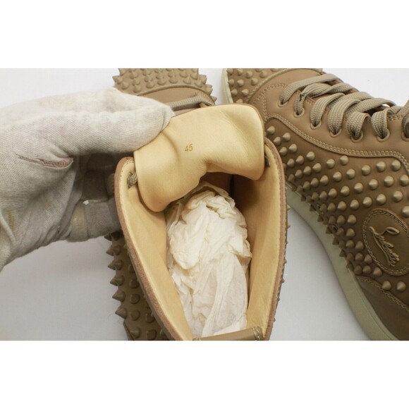🔥 Christian Louboutin Beige Leather Louis Spike High Top Sneakers Trainers 45🔥 - Picture 6 of 6
